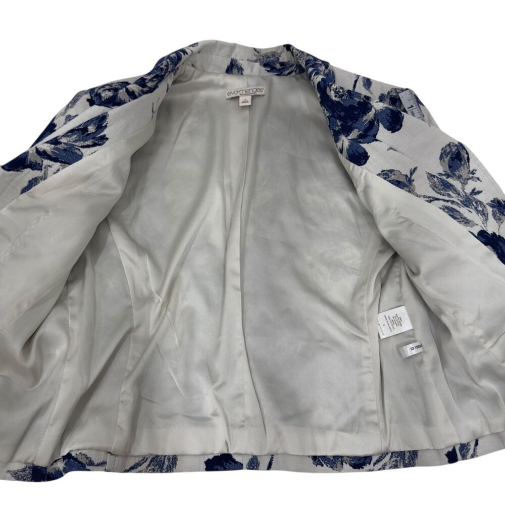 Eva Mendes Floral Blazer SZ 6 & Pencil Skirt SZ 0 Suit Set Off White/Blue/ Lined - Picture 16 of 16